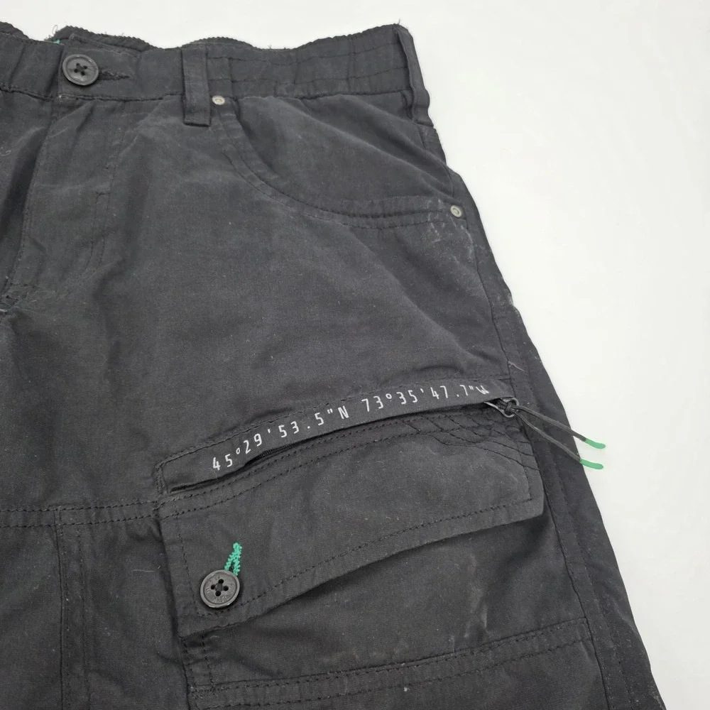 Projek Raw Cargo Shorts Men 32 Black Pockets Zippers Y2K Style Military Outdoors